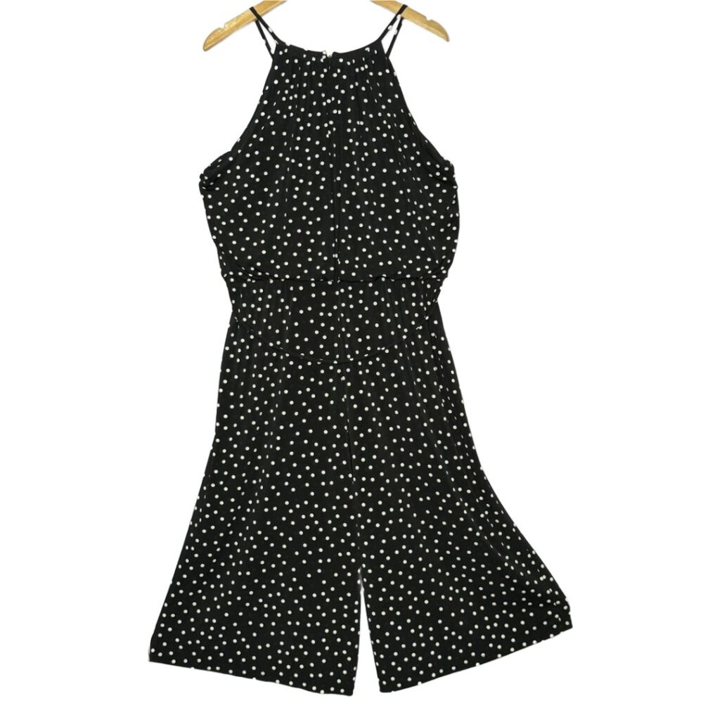 London Times Polka Dot Cropped Jumpsuit Black and White Size 16 - Picture 6 of 9